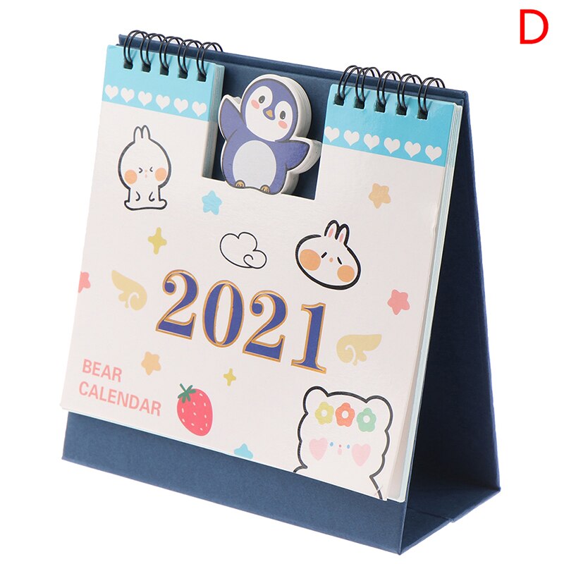 Søde mini desktop skrivebord kalender personlighed dekoration arbejde note kalender år plan tidsplan: Blå