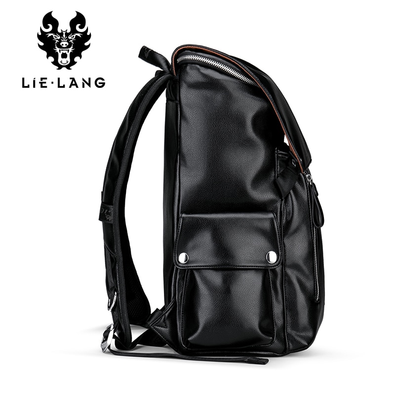 LIELANG Men Backpack PU Leather Male Functional bags Waterproof Black Backpack Men School Bags Laptop For Teenager Travel Bags