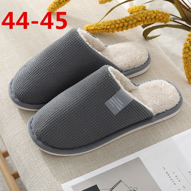 Xiaomi Cotton Slippers Couple Winter Warm Slippers Male Home Indoor Non-slip Platform Slippers for Women Men: Black 44-45