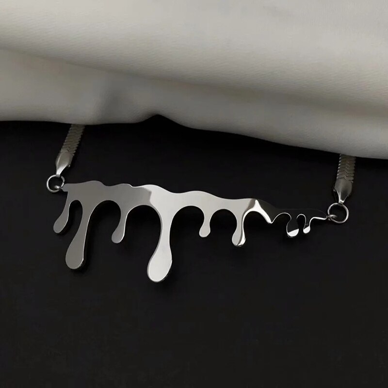 Dames Retro Koude Wind Titanium Stalen Ketting Creatieve Water Hanger Kraag Ketting Mode-sieraden Cadeau