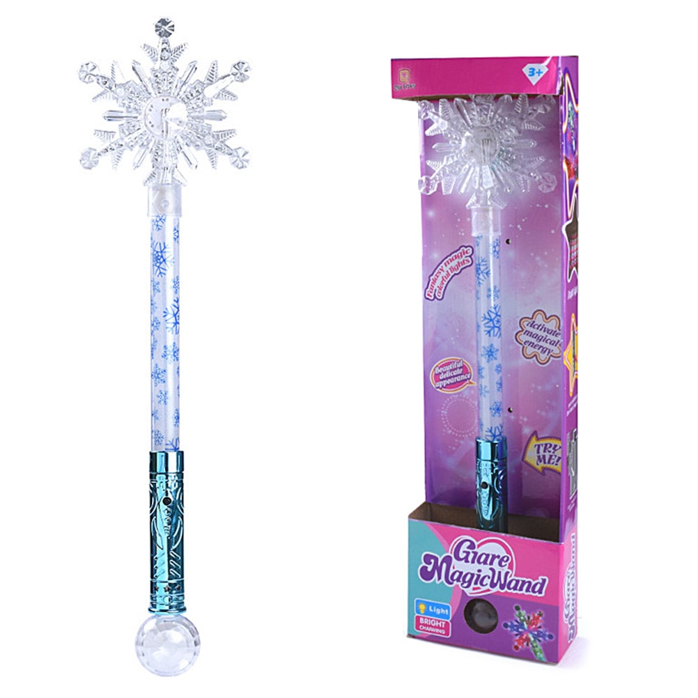 Snowflake Luminous Magical Wand Princess Cosplay Fairy Stick Glowing Magical Wand For Birthday Princess Party Kid: Default Title