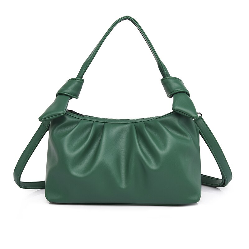 Das mulheres plissado nuvem saco do plutônio laranja vermelho branco pequenas bolsas e bolsas 2021 quente moda feminina ombro sacos axilas: Verde