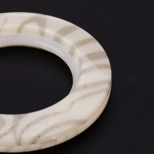 Shgo 6 stk plastring rundformet øjengardin beige/marmoreringsmønster