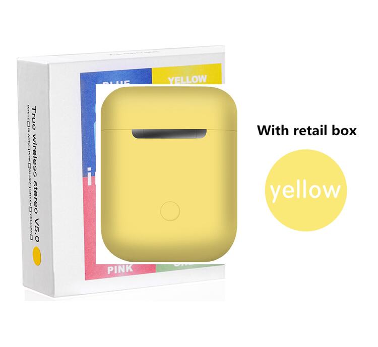 Macaron inPods 12 i12 TWS Auricolare Bluetooth Mini Cuffia Senza Fili Auricolari Bluetooth Auricolare con Box Di Ricarica Auriculars Fone: yellow with box