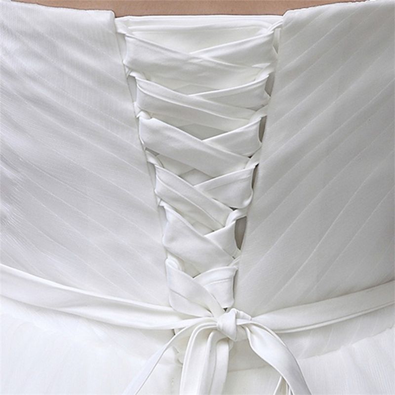 118Inch Trouwjurk Rits Vervanging Verstelbare Corset Terug Kit Lace-Up Satijnen Lint Banden Voor Bruids Banket Avond gown: White