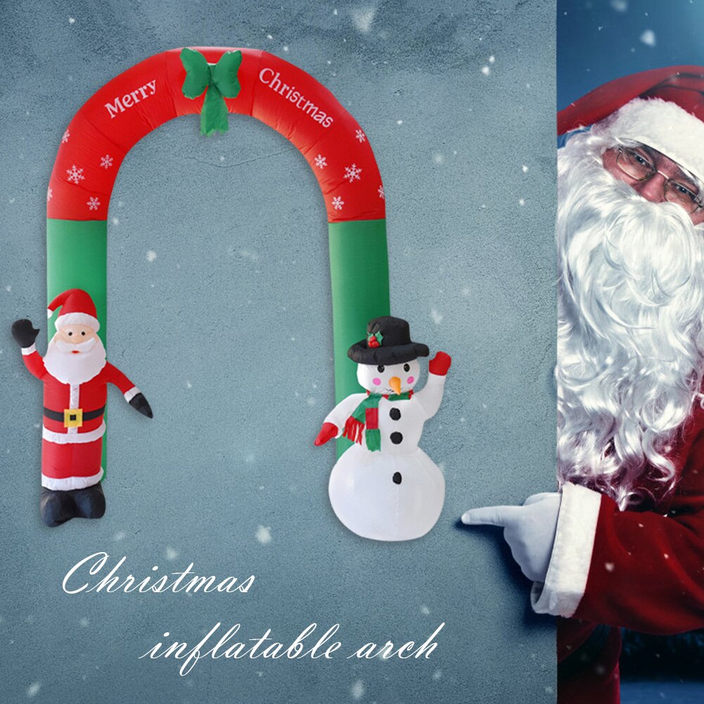 2.4m High Christmas Inflatable Archway Yard Arch With Santa Claus Snowman Decorate Home Polyester Fibre Plastic supplies