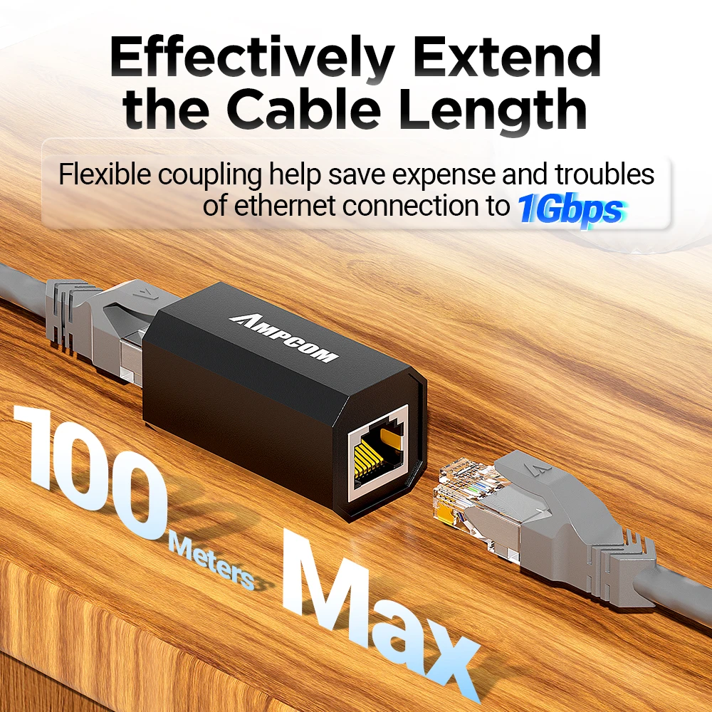 AMPCOM RJ45 Connector 8P8C Female extender LAN connector Adapter inline Cat7/Cat6/Cat5e Ethernet Cable