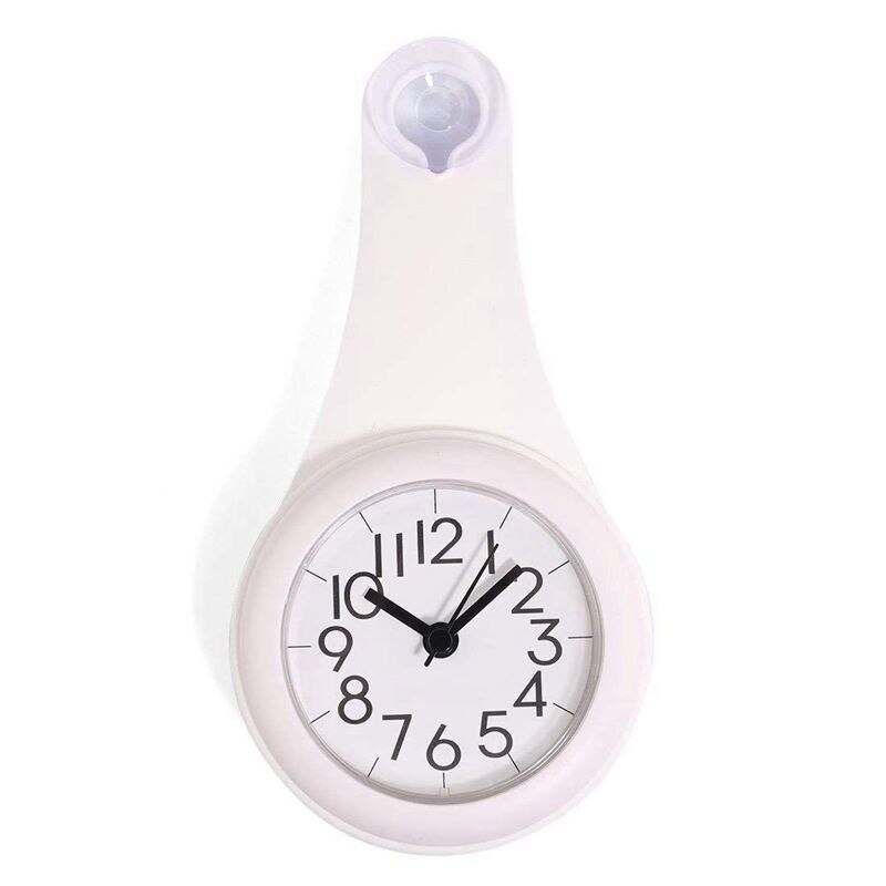 Bathroom waterproof anti-fog suction cup wall clock bathroom suction cup clock(white)
