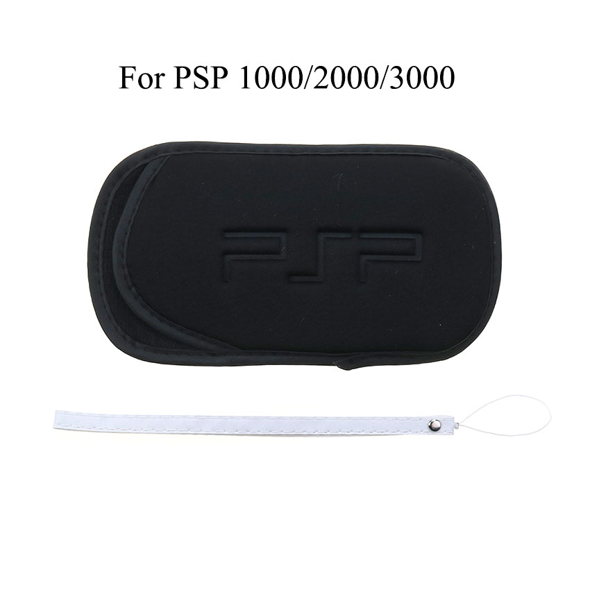 YuXi para PSP 1000 2000 3000 bolsa de almacenamiento de transporte protectora suave funda con cordón de muñeca para consola PSV PSP Go: Azul