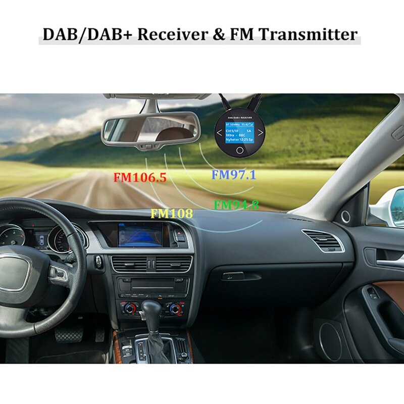 Bil rat fjernbetjening knap dab radio adapter bærbar dab digital radio fm sender musik modtager
