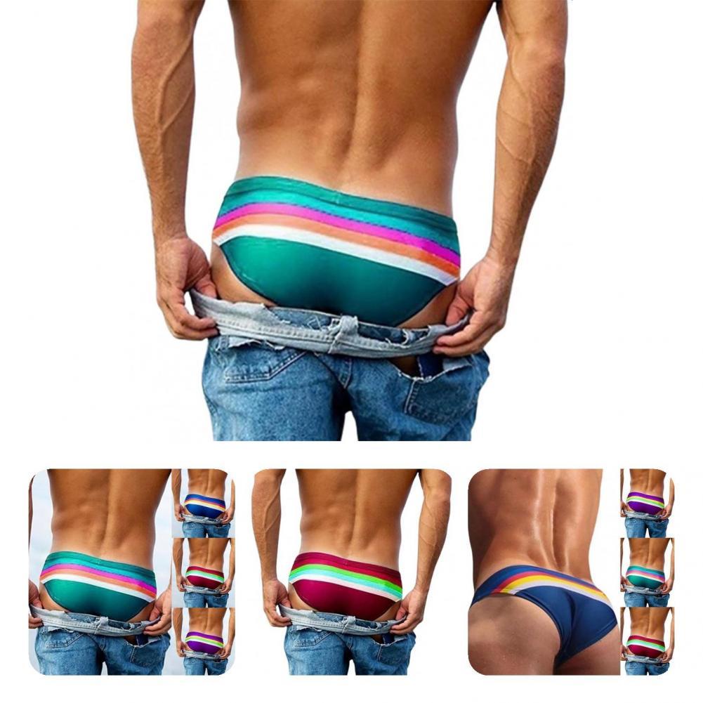 Chic Male Striped Pattern Swimming Briefs Swimming Briefs Lightweight Comfy