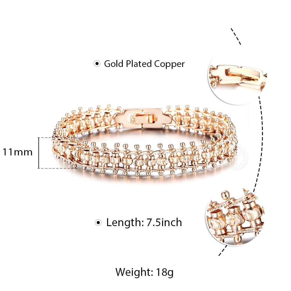 Bangle for Women Girls 585 Rose Gold Bracelet Trendy Hammered Centipede Smooth Carved Beads Ball Chain Wristband CBM03: Medium lantern 11mm