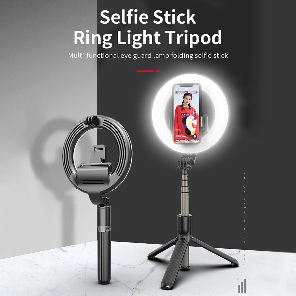 5 Inch Led Ring Lamp Selfie Stok Verstelbare Helderheid Vullen Licht Selfie Stok Draadloze Afstandsbediening Sluiter Selfie Stick W/statief