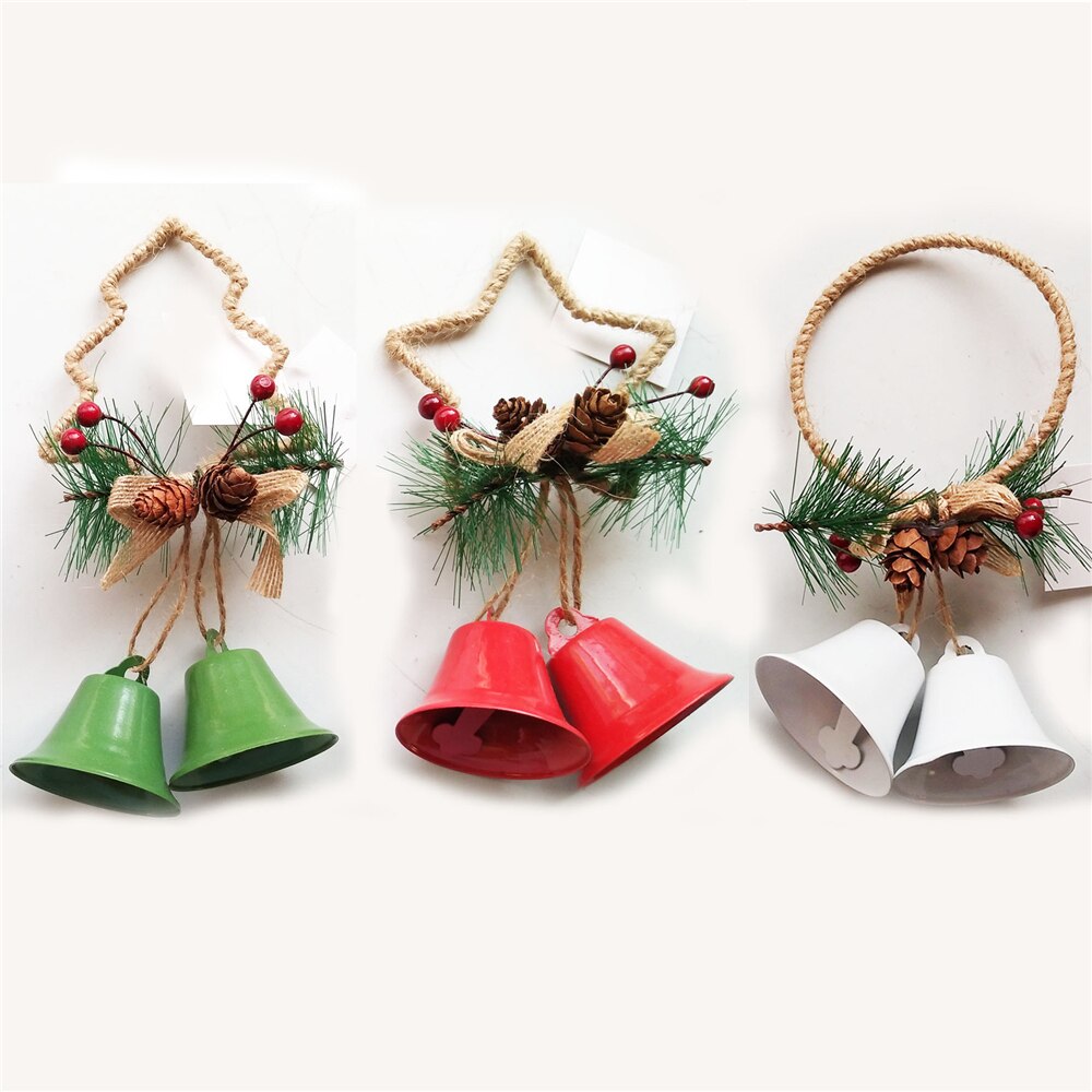 3 Pcs Kerstboom Decoratieve Craft Ornament Hanger 5.5Cm Grote Bel Met Ring Grenen Kegel Woondecoratie Accessoires: 3 pcs Trumpet Bell