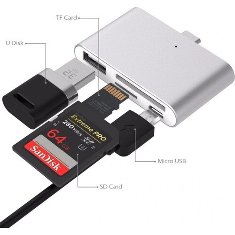 Alfais 4397 Type C Usb 3.1 Kaartlezer Sd Microsd Tf Hub Alle Converter Converter Adapter Uit Turkije