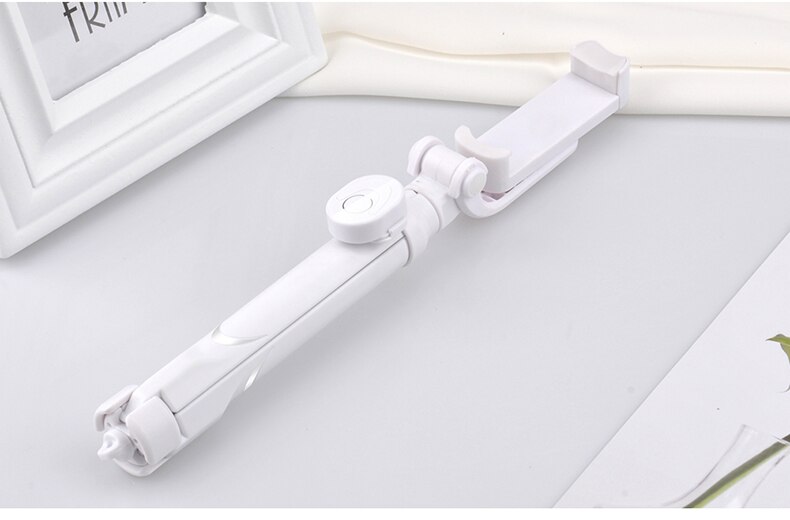 Palo de Selfie inalámbrico con Bluetooth, trípode Universal para iPhone, Samsung, Huawei, Xiaomi, teléfono móvil, obturador giratorio de 360 grados: Blanco