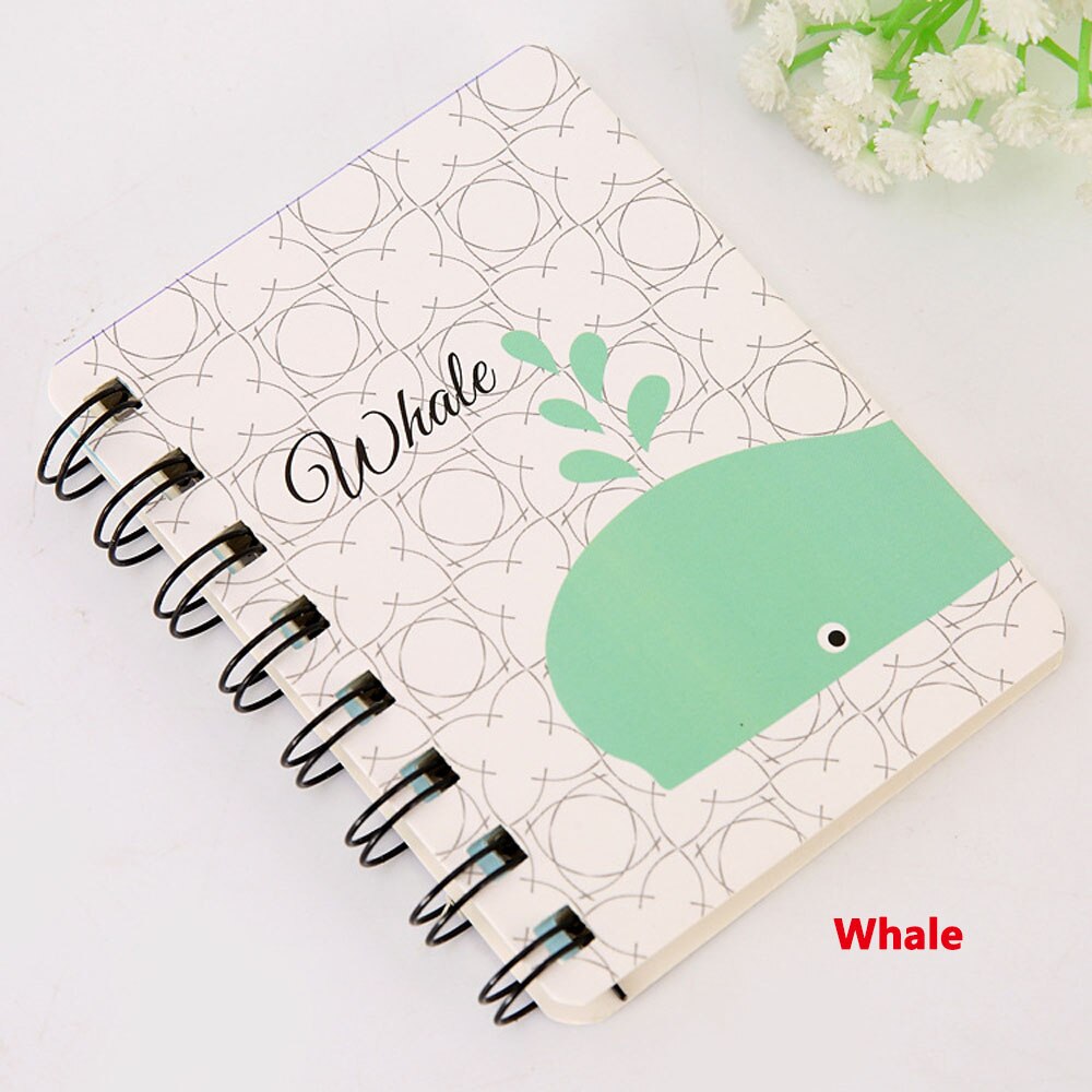 1 Pcs Notebook Creatieve Schattige Dieren Cartoon Rollover Spoel Notebook Flanner Tijdschrift Agenda Dagboek Schetsboek: whale