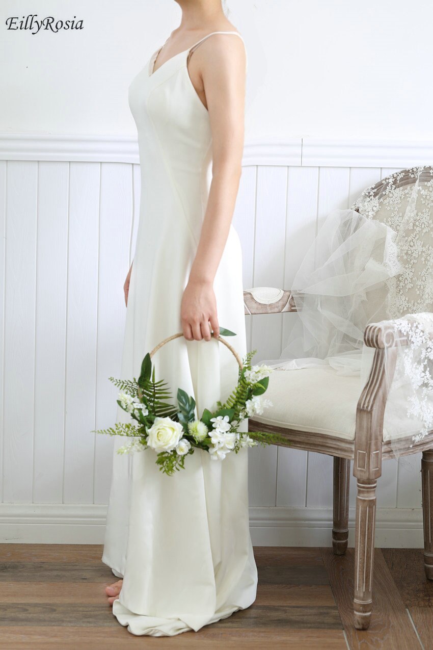 Eillyrosia exclusieve scandinavische ronde clutch krans wit groen eenvoudige bruiloft decoratie windgong bruidsmeisje met bloemen