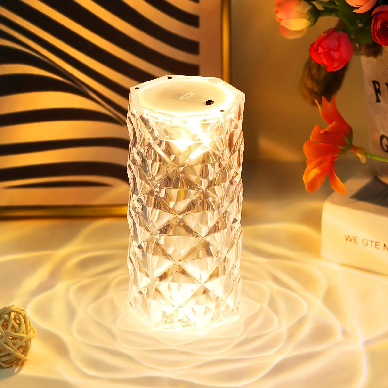 Led Candle Light Rose Pattern Projection Simulation Flameless Candle Lamp For Home Birthday Wedding Party Decoration Christmas: Light Grey