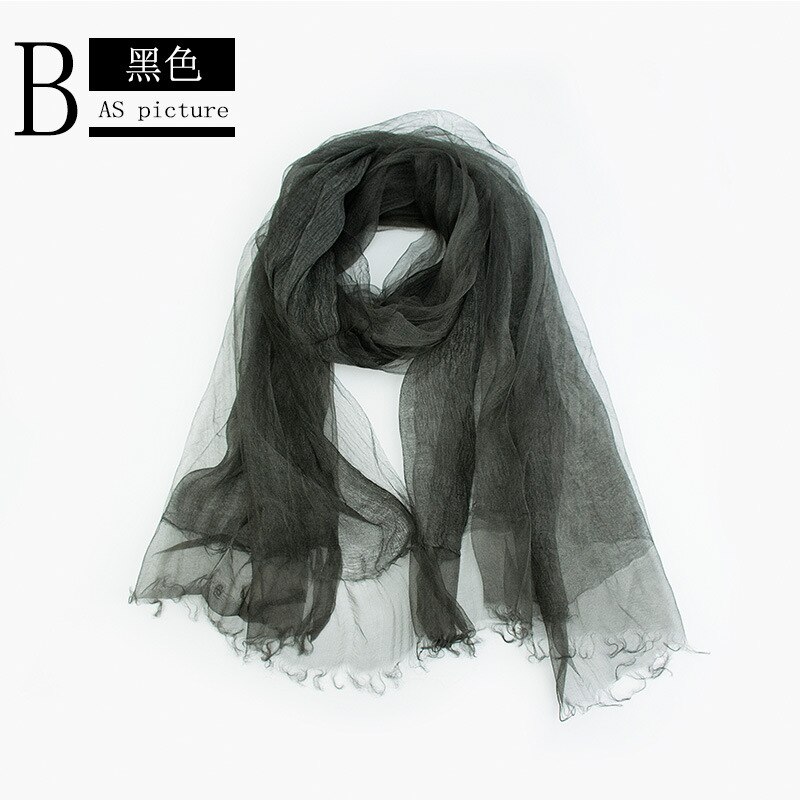Luxe Solid Real 100% Zijde Zomer Rimpel Sjaal Vrouwen Shawl Lange Soft Wrap