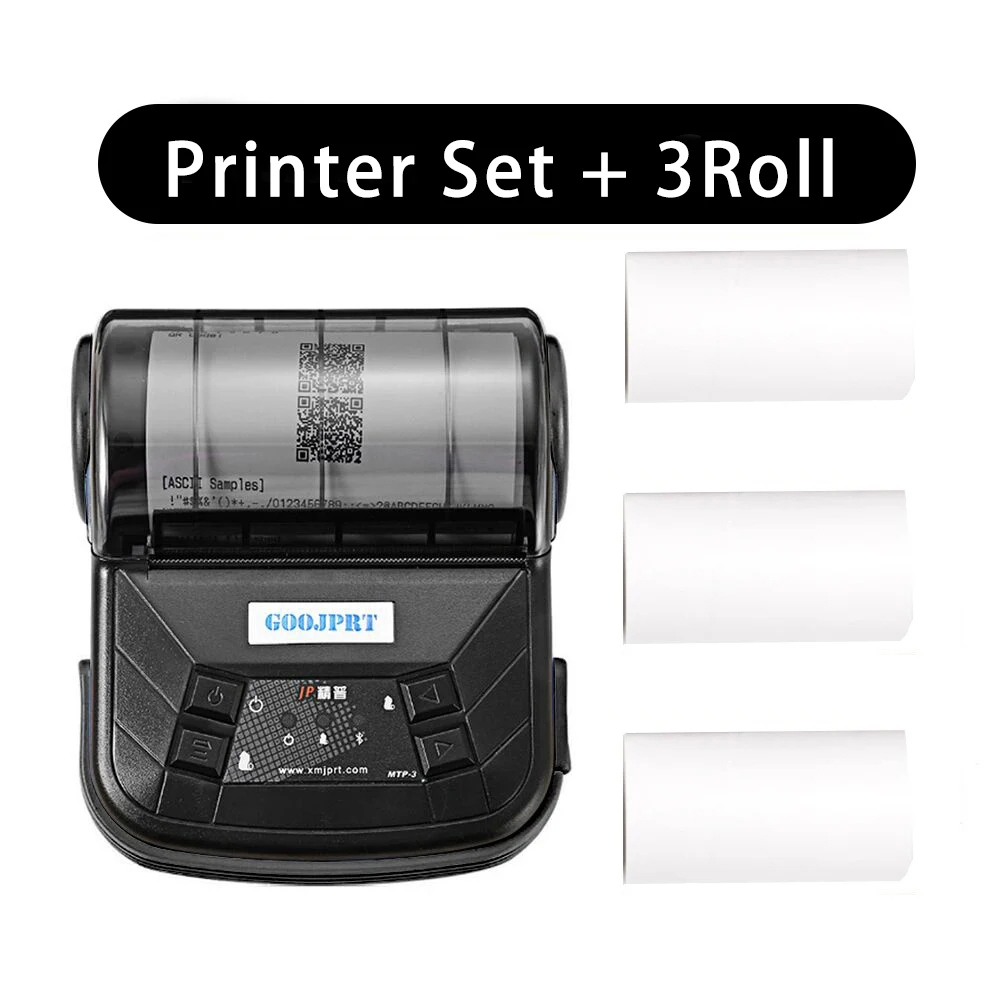 80mm Portable Thermal Printer Wireless Bluetooth Mobile Pocket Bill Printer Android Phone PC Printer MTP-3 Thermal Printer: Gold / UK Plug