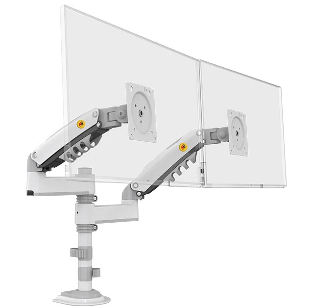 Support de bureau à ressort à gaz pour double écran, ressort à gaz, bras de support, mouvement complet, support TV LCD, 2-9kg, ergonomique, passe-fil à bras long, NB, H180, 17 "-27",: GRIS