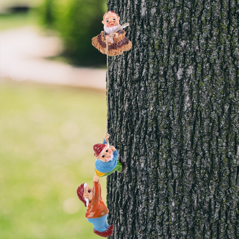 Rope Climbing Dwarf Tree Ornament Hanging Dwarf Pendant Outdoor Garden Cute Cartoon Sculpture Art Crafts Home