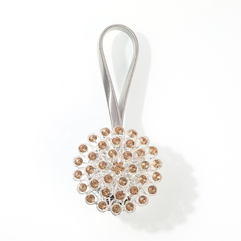 1pcs Flower Shape Rhinestones Magnet Curtain Tieback Magnetic Curtains Buckle Window Screening Ball Clip Holder Home Accessories: F