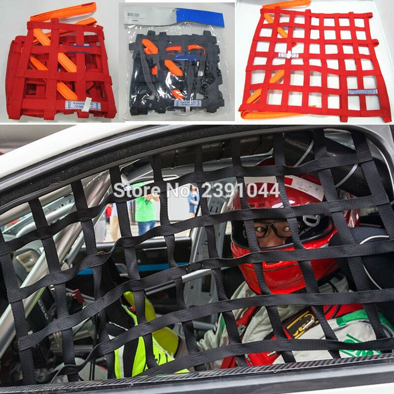 20 "X 17" Auto Veiligheid Venster Netto Racing Drifting Rally Car Window Net Protector Rood Zwart