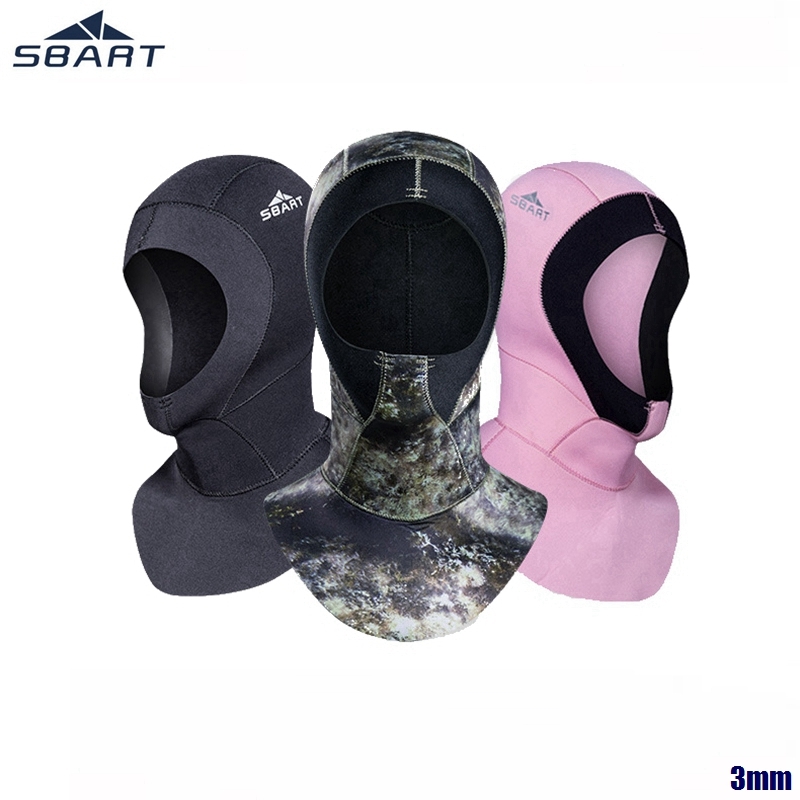 SBART 3mm Neoprene Men Women Scuba Diving Snorkeling Neck Hat Full Face Mask Waterproof Warm Spearfishing Swimming Hood Cap