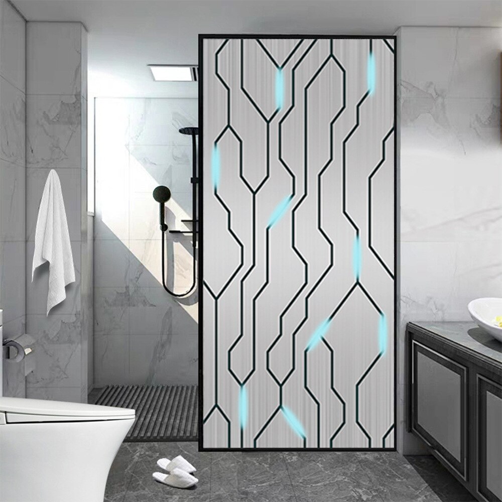 PVC Self-Adhesive Waterproof Door Sticker Silver Modern 3D Abstract Line Mural Wallpaper Living Room Home Decor Art Door Poster