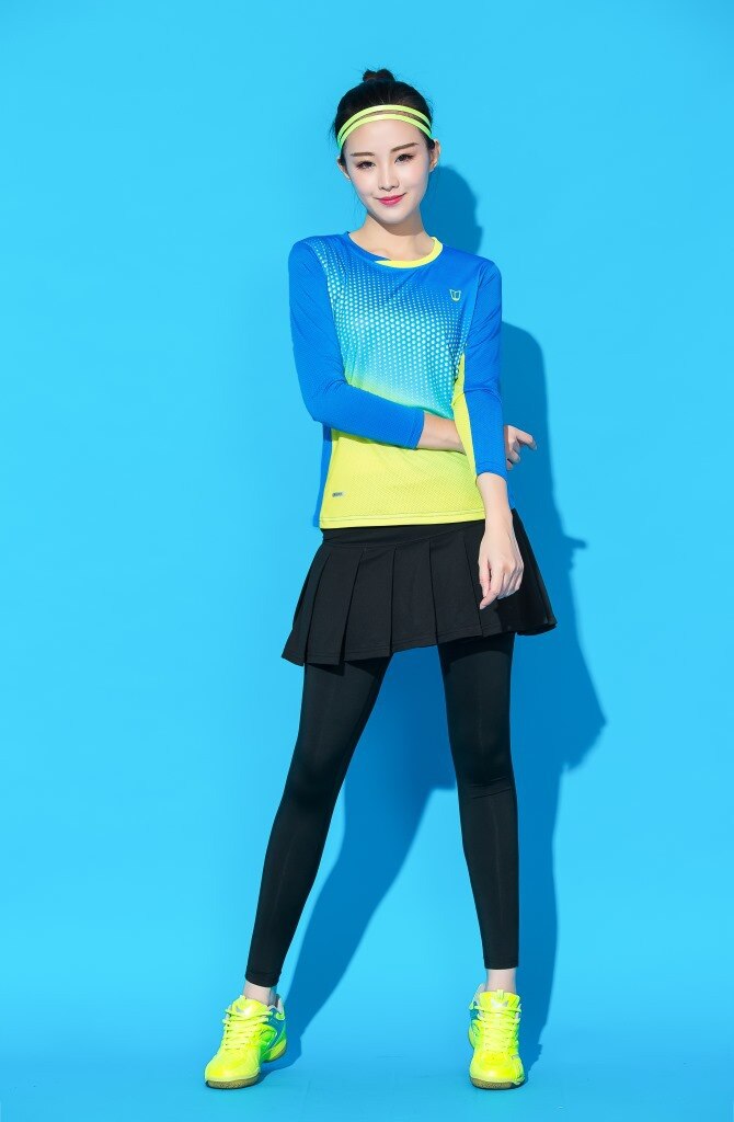 Traje de bádminton para mujer Culottes ropa de secado rápido traje deportivo de manga larga