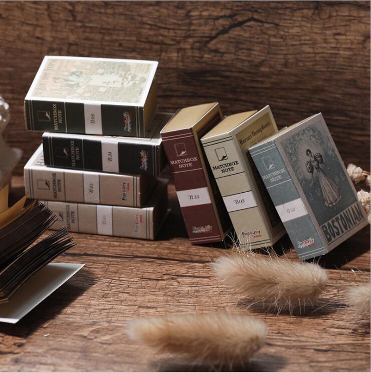 122 sheets/book Matchbox Retro Mini Notepad Tear-away note book Portable note paper Office School Stationery