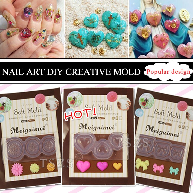 1 stks/partij 3D decortive Acryl Nail Art Mold Tips Decor DIY Verschillende Stijlen Transparant