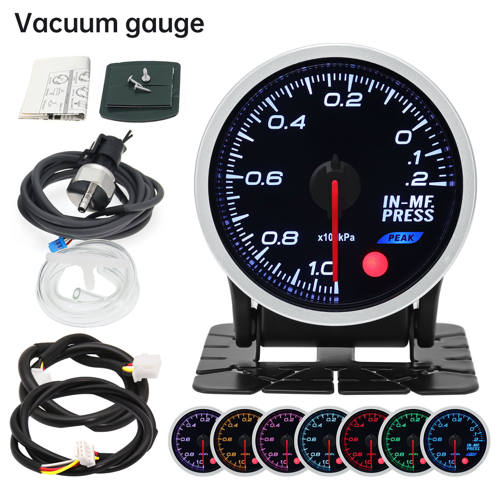52mm 8 Colors Car Gauge Oil Pressure Bar PSI Water Temp Oil Temp EGT Exhaust Temp Turbo Boost Tachometer Fuel Level Gauge Meter: Silver
