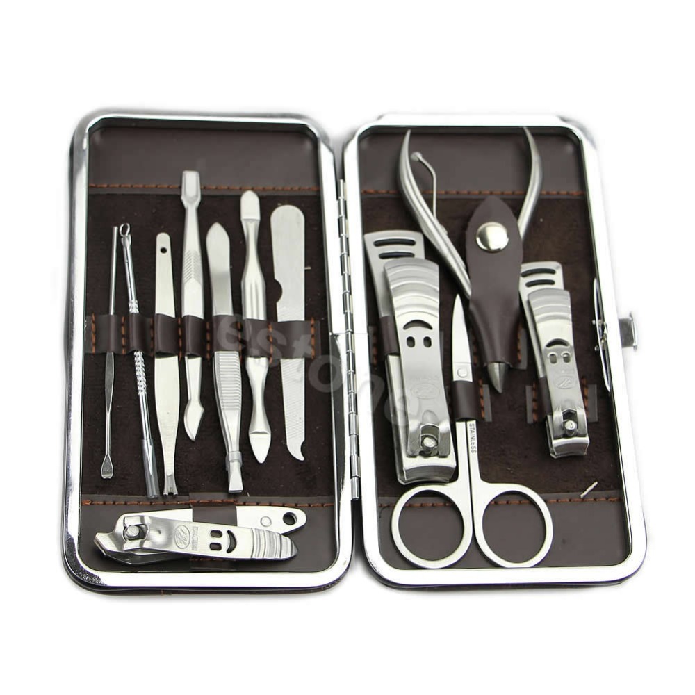 Professionele 12in1 Pedicure/Manicure Set Nagelknipper Cuticle Grooming Kit Case