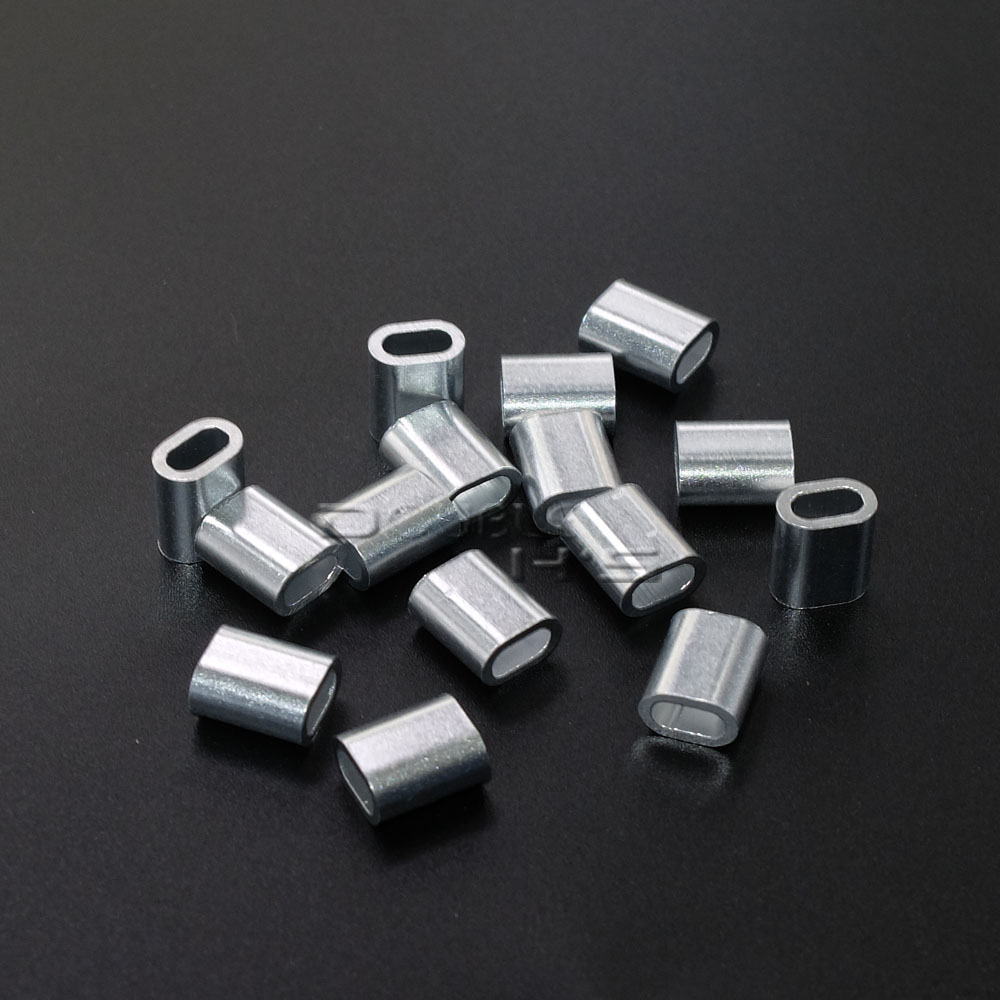 20pcs/lot Aluminum Cable Crimp Sleeve Cable Ferrule Stop for Snare Wire Rope Clip Swage Trap Barrel Fitting