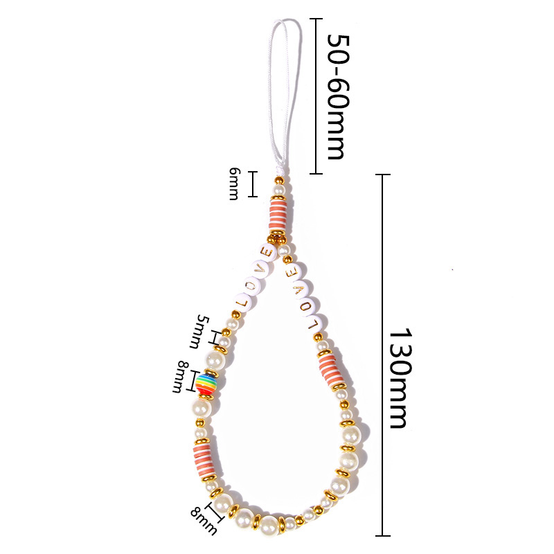 Heishi – bracelet de téléphone portable tendance, perles d'argile perlées, chaîne de téléphone, amour sourire fleur téléphone bijoux pour femmes Anti-perte: NO.8 Love
