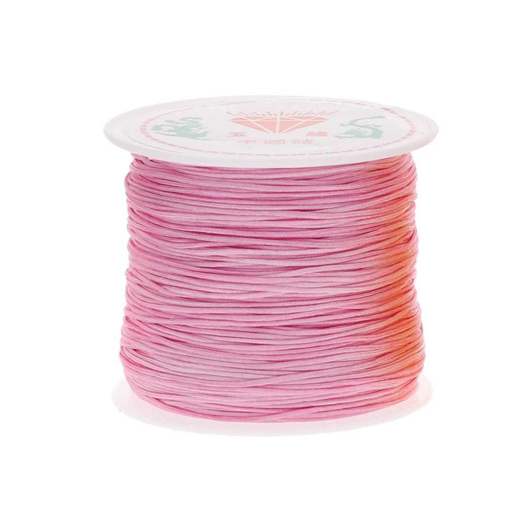 45M/Roll Handcraft Nylon Cord Thread Chinese Knot Macrame DIY Beading String Bracelet Cord Braided String: Pink
