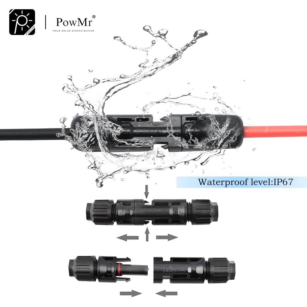 Et par  of 20a vandtætte solpanel solstik  ip67 4mm solpanel adapter kabel med hun og han stik