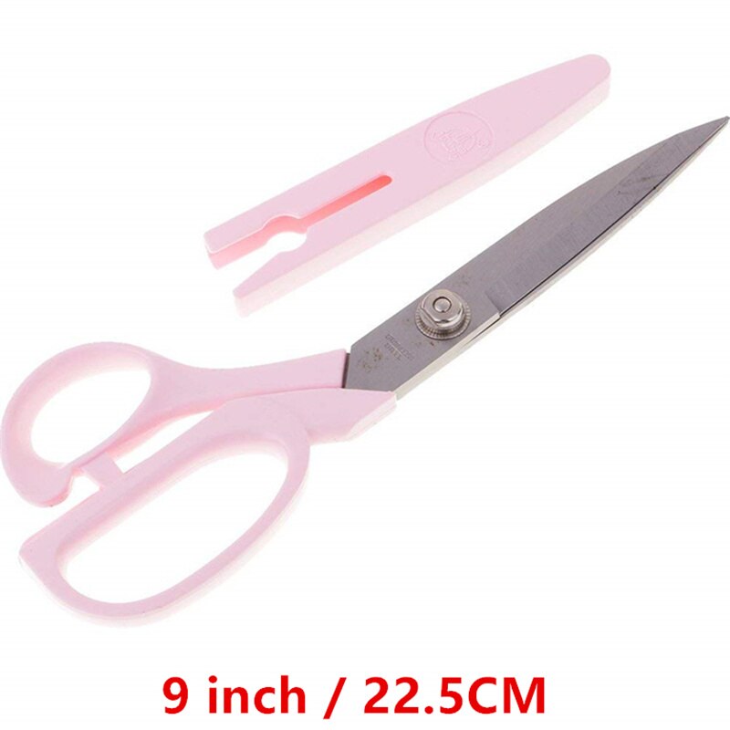 1 Pcs Pink With Cover High Carbon Stainless Steel Sewing Scissors Steel Tailor Scissors Dressmaking Fabric Shears: 9 Inch-22.5CM Pink