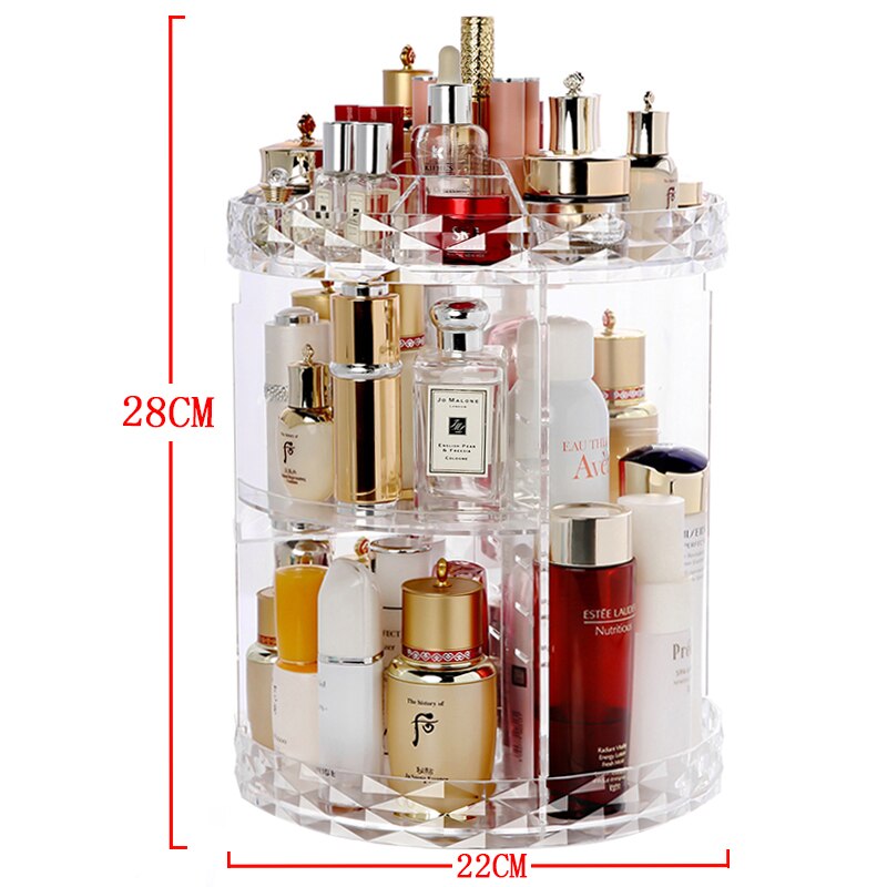 360 Degree Rotation Transparent Acrylic Cosmetics Storage Box Spin Multi-Function Detachable Makeup Beauty Organizer: SNH0004-3