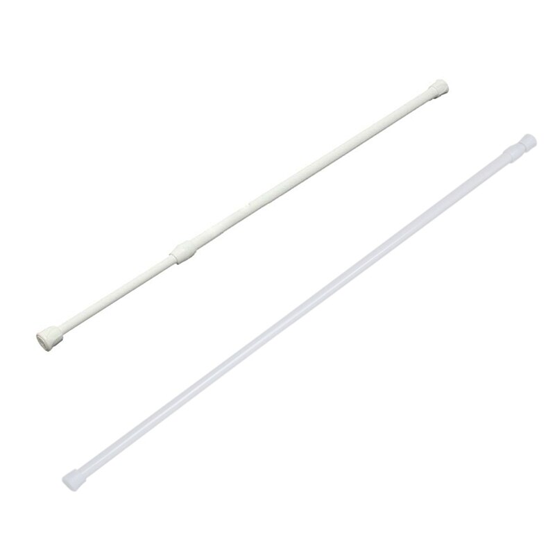 2 Pcs Spring Loaded Extendable Telescopic Net Voile Tension Curtain Rail Pole Rod Rods White , 60-110cm & 70-120cm