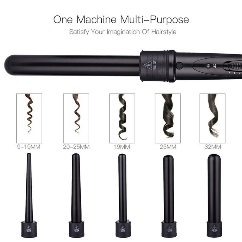 5 in 1 keramiskt hår locktång hårkylare 9-32mm locktång roller tång kon waver hår curl stylingverktyg