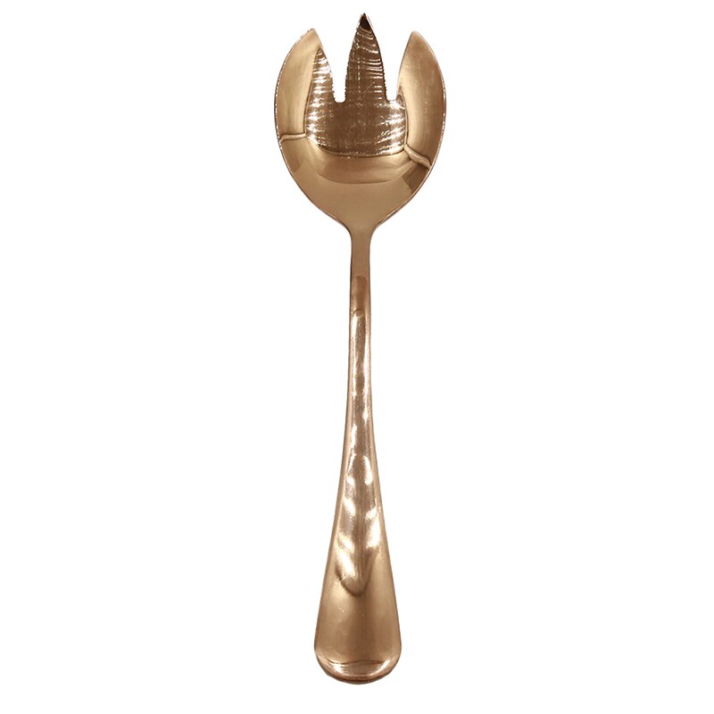 Gouden salade lepel vork 1 stuks salade lepel roestvrij staal bestekset serveerlepelset kleurrijke unieke lepels: Roségouden vork