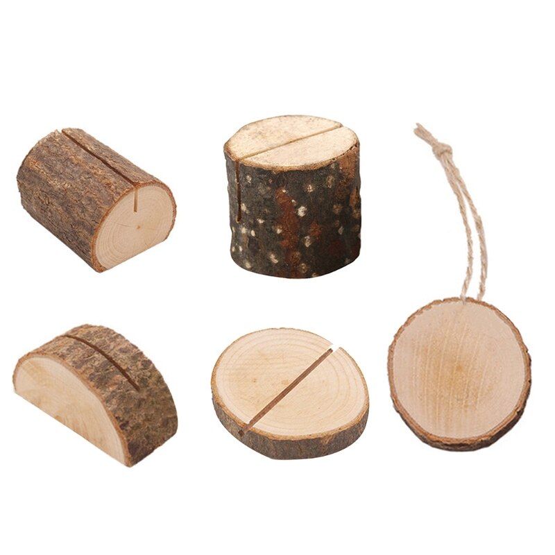Soporte de madera rústica para tarjetas, soporte para mesa, tarjetas con nombre, Clip para fotos, para boda, , signo, tarjetas de comida, etiqueta