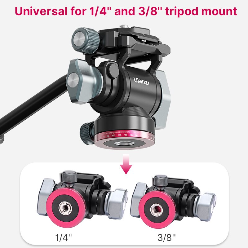 Ulanzi-Cabezal de trípode panorámico U-190, cabezal de vídeo hidráulico fluido para trípode, monopié, soporte para cámara móvil SLR DSLR
