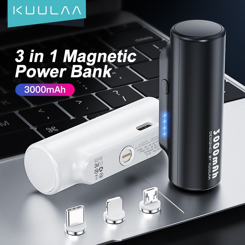 Kuulaa Power Bank 3000Mah Magnetische Mini Draagbare Draadloze Oplader Powerbank Usb Oplader Mobiele Telefoon Externe Batterij Voor Xiaomi