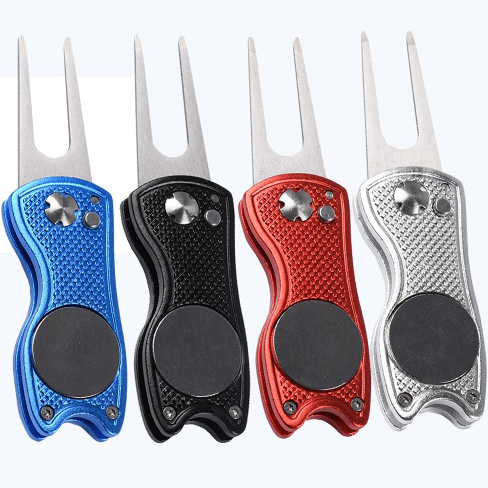 1Pc Mini Foldable Golf Divot Tool with Golf Ball Tool Marker Pitch Cleaner Golf Pitchfork Golf Accessories Putting Green Fork