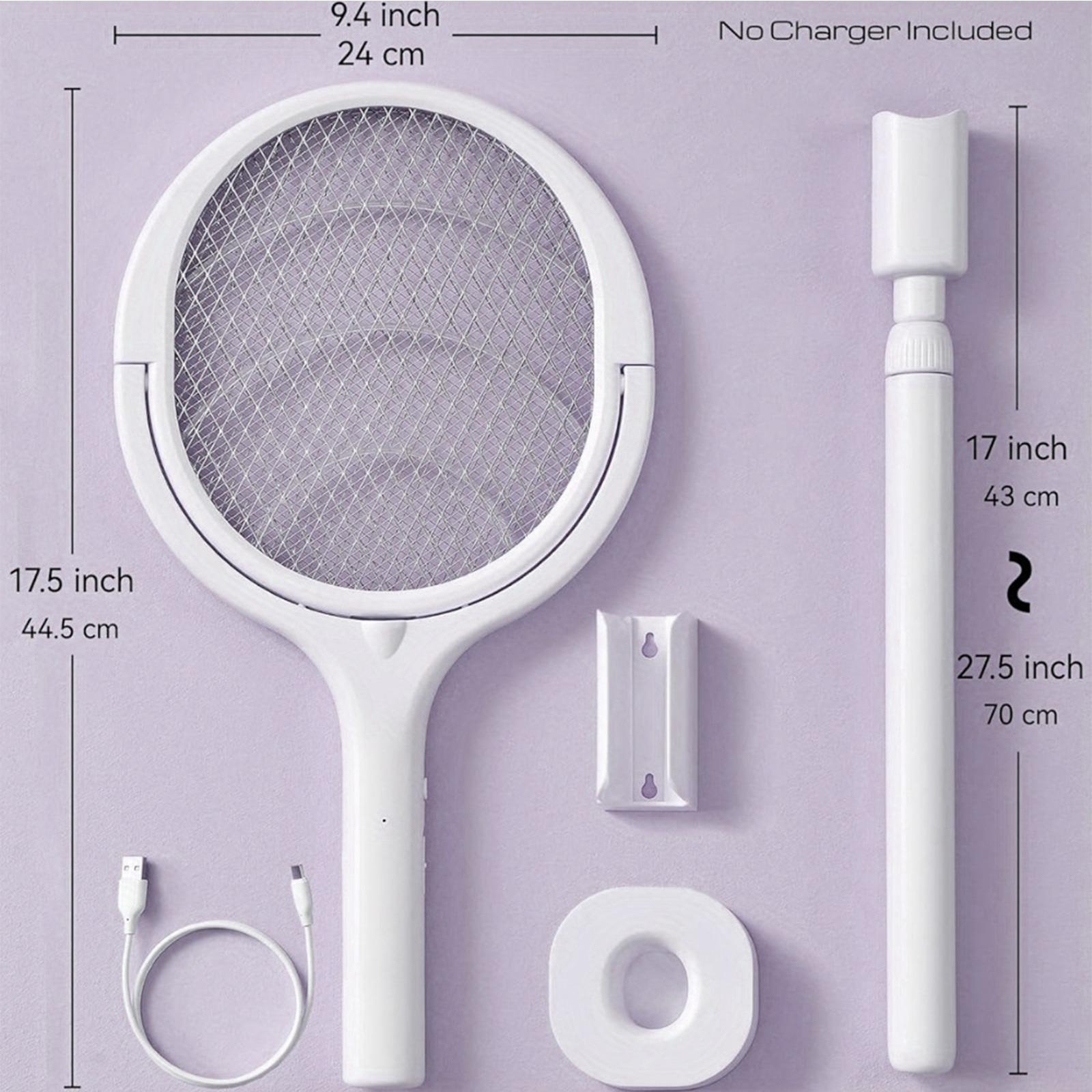 Poderosa raquete elétrica mata-moscas com proteção de malha de segurança para controle de mosquitos: Azul